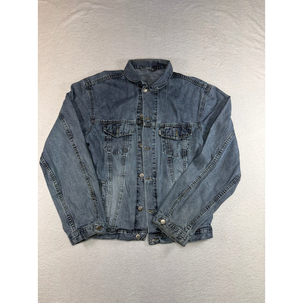 Imperial Mens Medium Wash Denim Trucker Jacket Faded Blue Jean Jacket